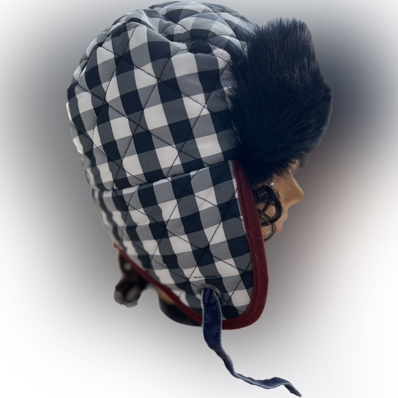 🔥PISTIL Black & White Check RAVE Black Faux Fur Earflap TRAPPER HAT |Women’s OS - Picture 11 of 16